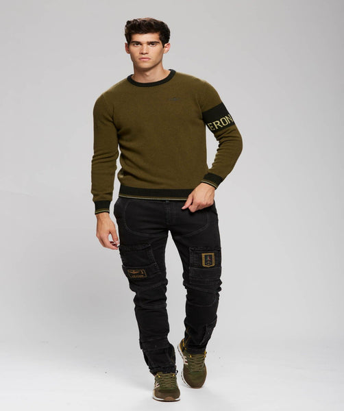 Crew neck sweater with contrasting band